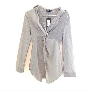 Collard, Long sleeve, black & white, nsty gal shrt